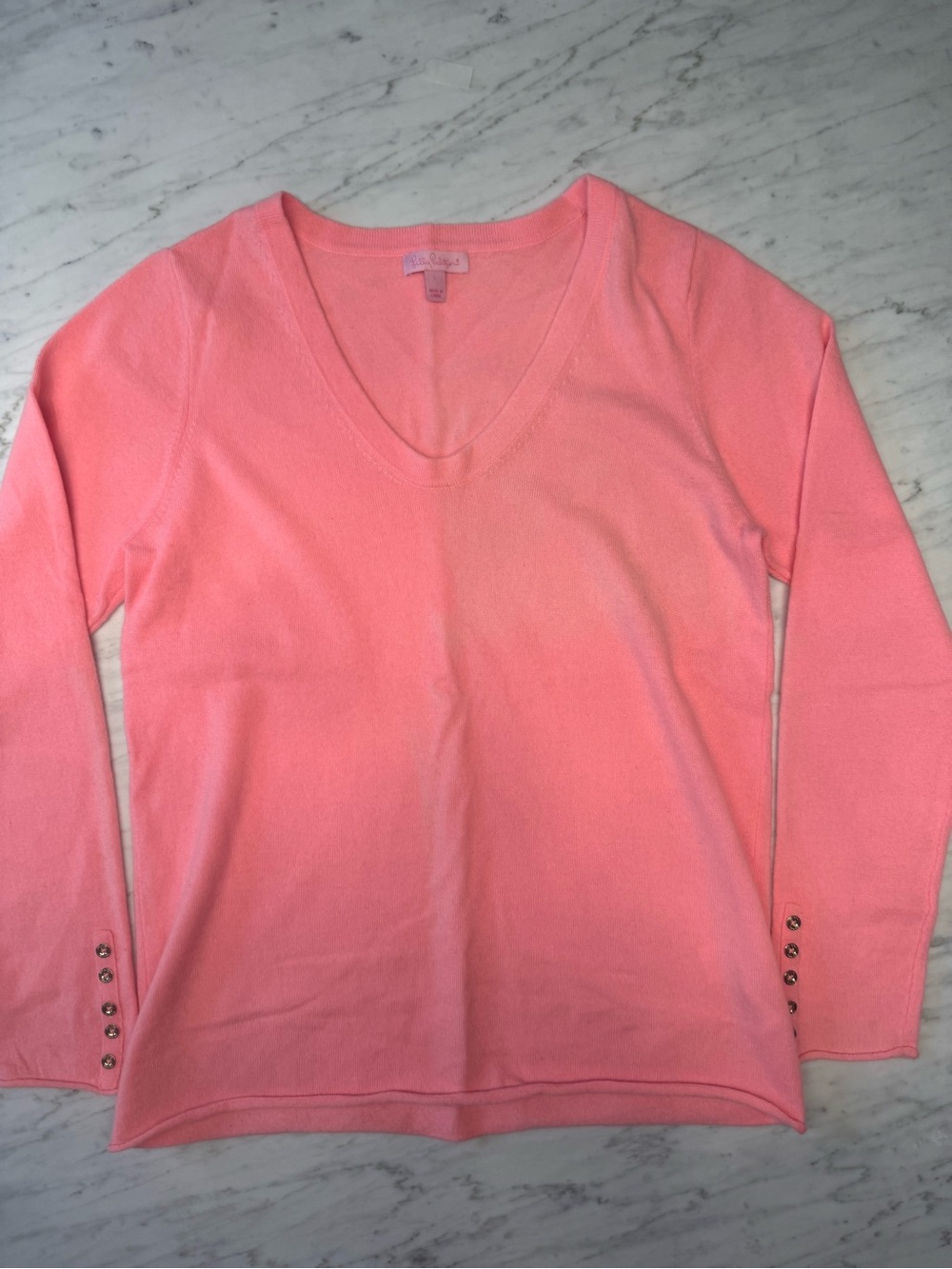 Lilly Pulitzer Coral Pink V-Neck cashmere sweater